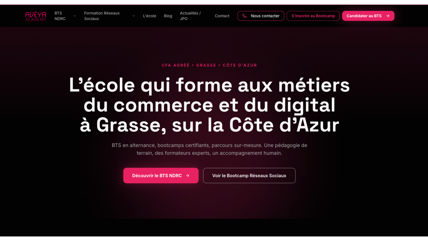 Aveya Academy — Formation · Site web