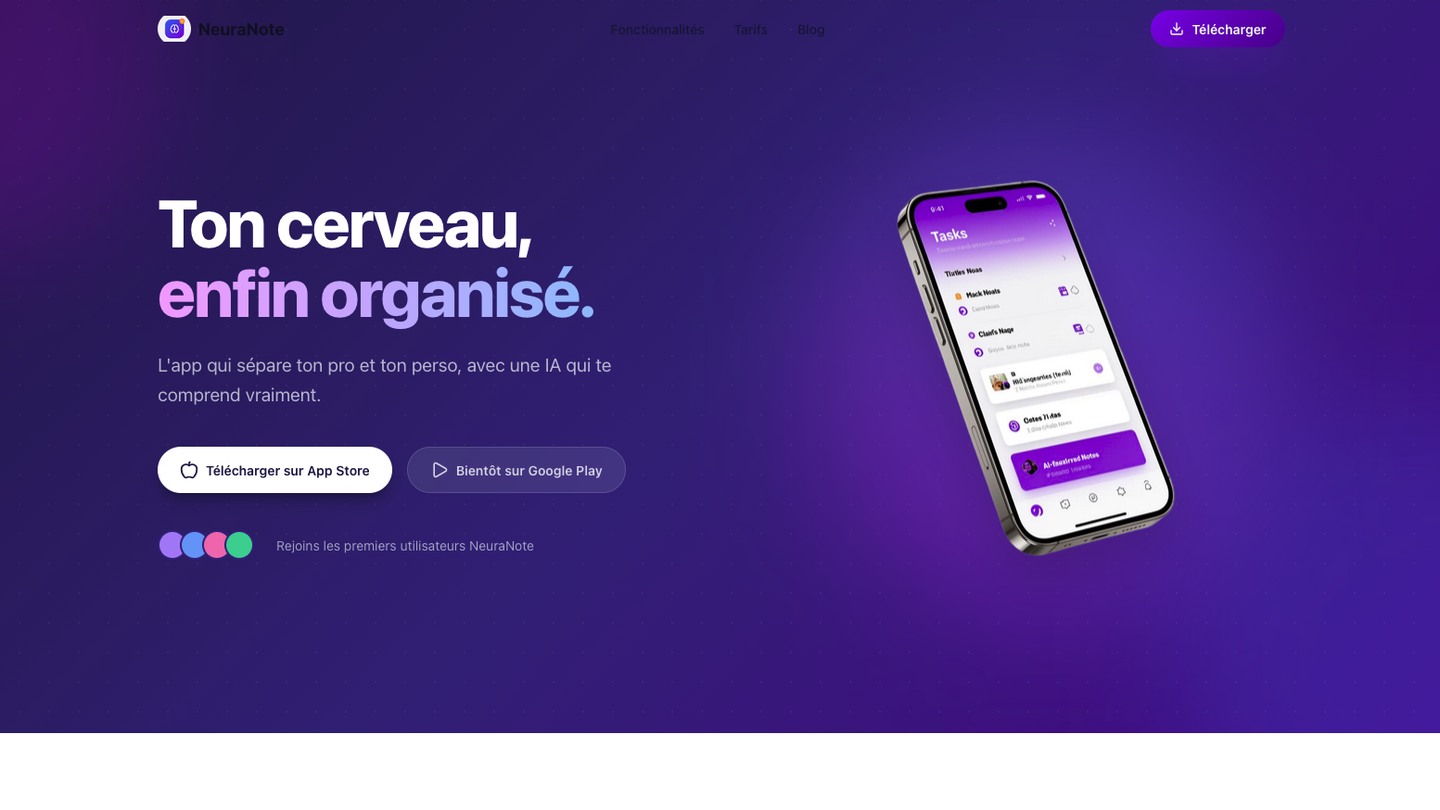 NeuraNote — Productivité · IA perso