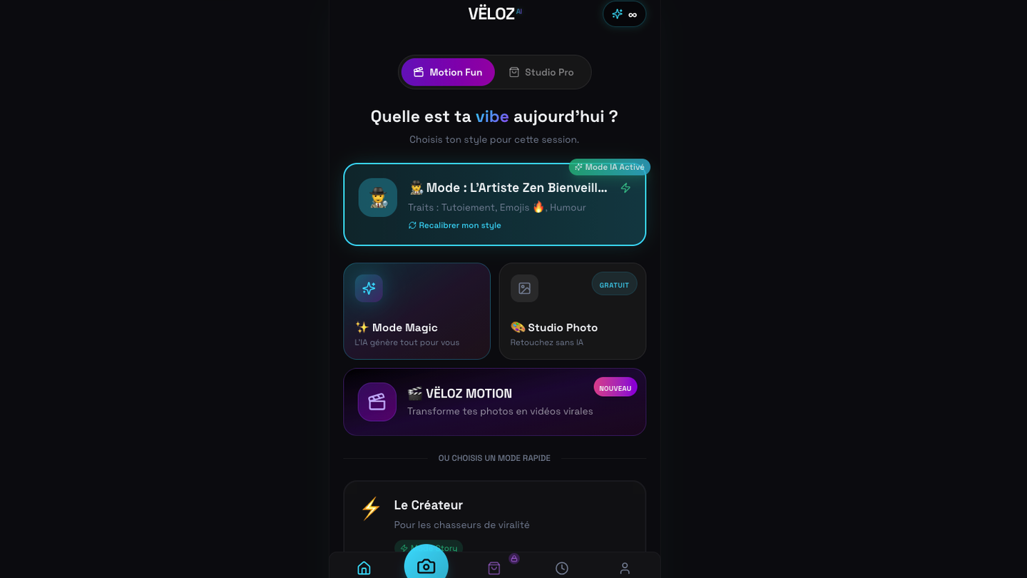 Vëloz — Marketing · IA créative